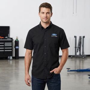 Port Authority Ford Service Training Black Short Sleeve Button Up Shirt XL